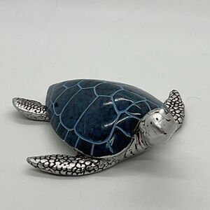 Silver and Blue Turtle Figurine